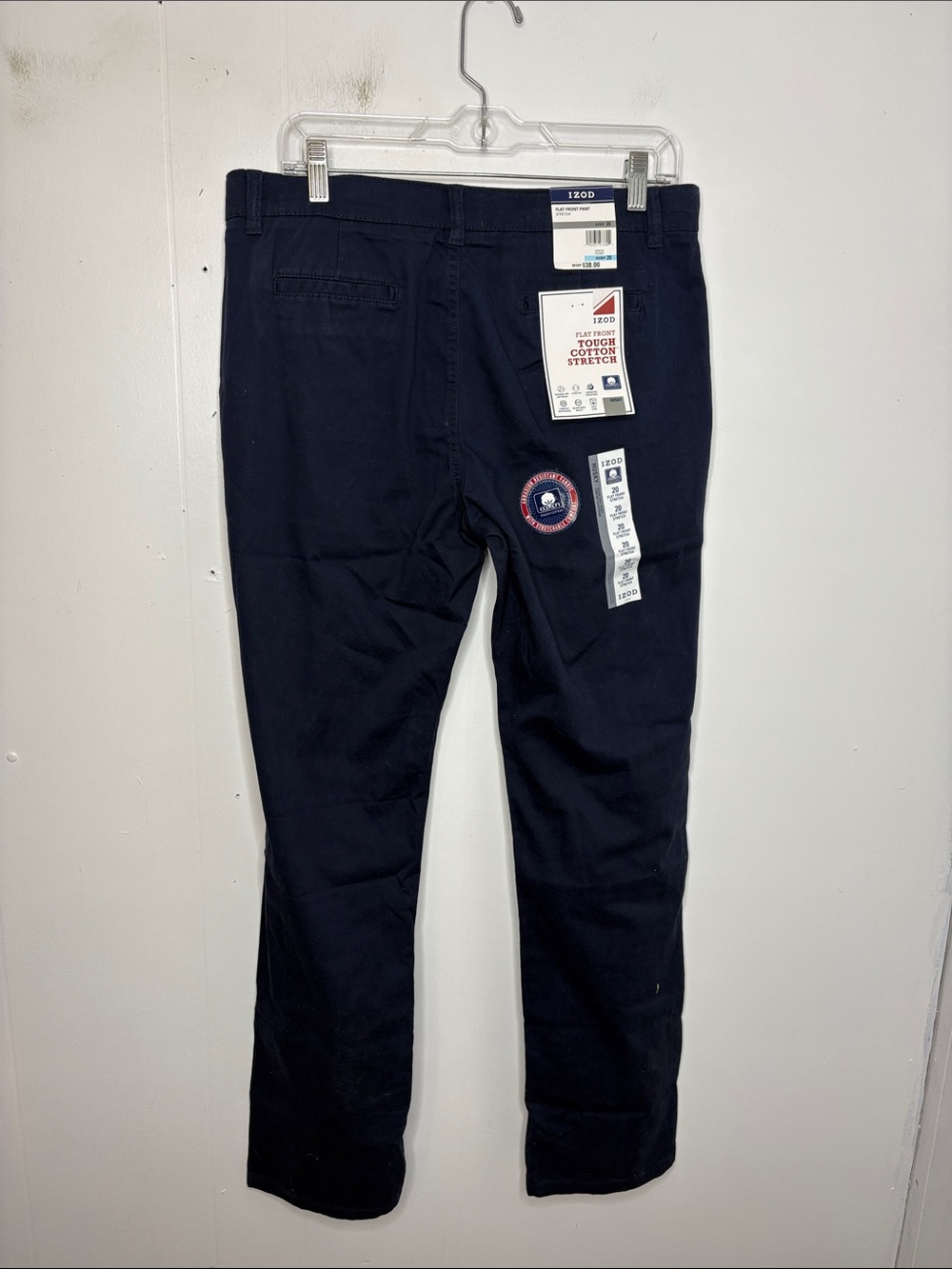 Izod Pants Kids 20 Husky Navy Wedding Dressy Flat Front Tough Cotton Stretch